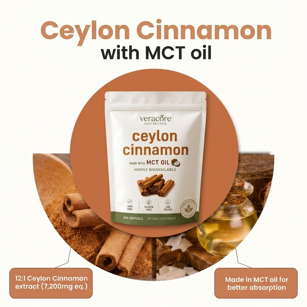 Ceylon Cinnamon+ 7200mg Equivalent with MCT Oil