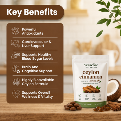 Veracoré Ceylon Cinnamon 7200mg Equivalent with MCT Oil