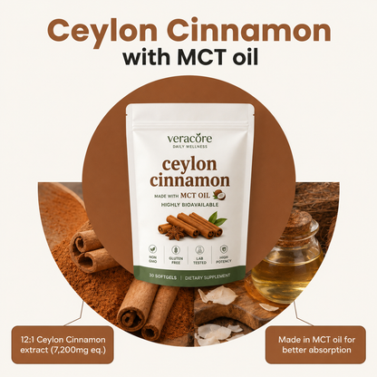Veracoré Ceylon Cinnamon 7200mg Equivalent with MCT Oil
