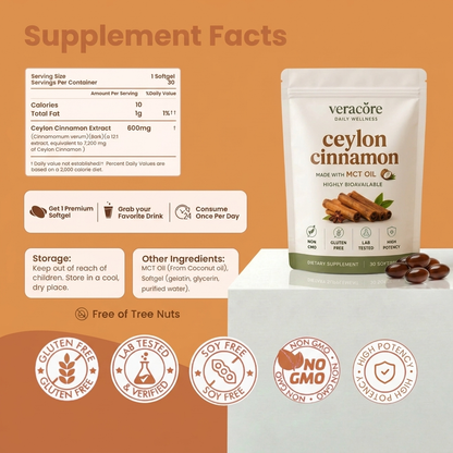 Ceylon Cinnamon+ 7200mg Equivalent with MCT Oil